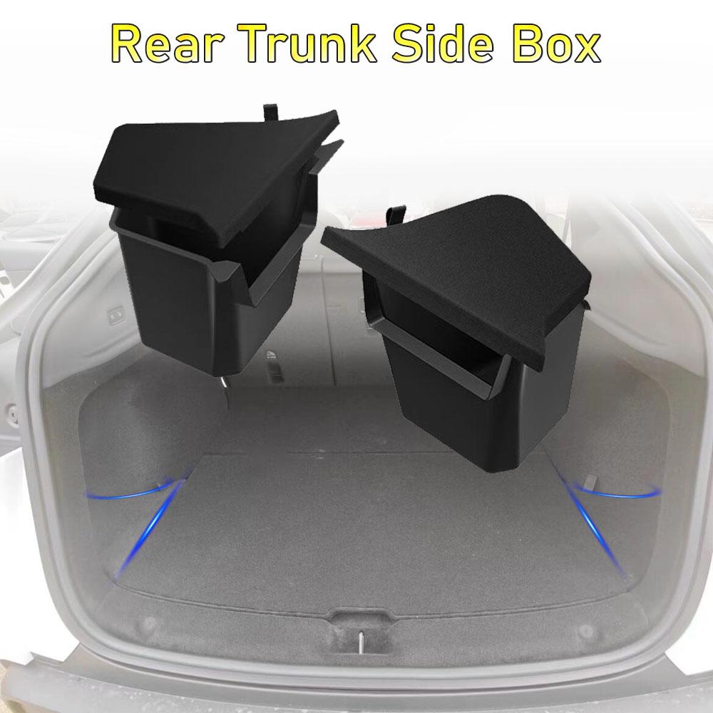 TESMAYX Car Trunk Side Left Right Tidying Packet Storage Box For Tesla Model Y Juniper 2025 Flocking TPE Mat Cover Organizer