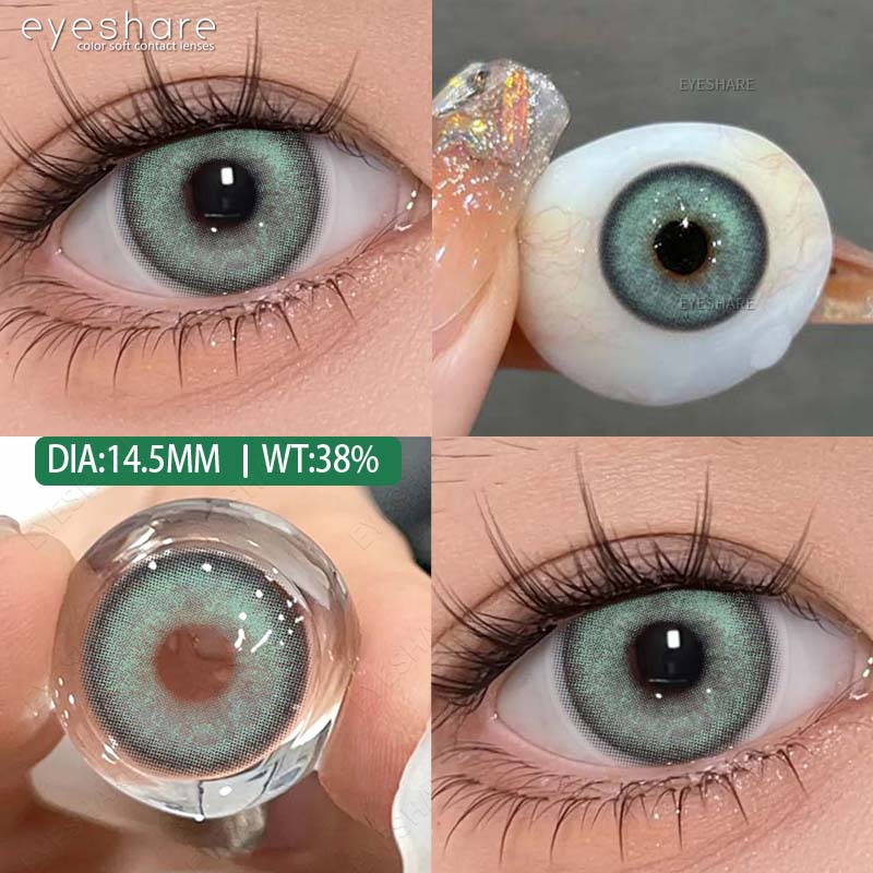 Eyeshare Colored Contact Lenses Light Blue Contact Lenses Cyan Colored Contact Lenses Brown Natural Lenses Colored Cosmetic Green Lenses 1 Pair