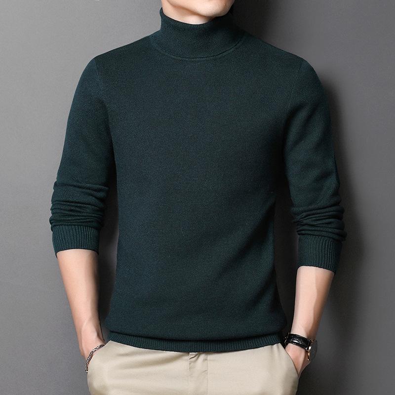 Осенне-зимний вязаный свитер мужской с высоким воротом вязаный базовый свитер мужской зимний модный бренд утолщенный теплый