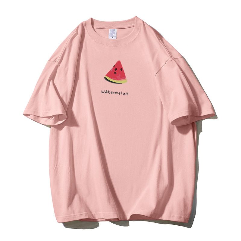 Shellsuning Cute Watermelon Printing T-shirts for Women Summer Oversized Cotton Casual Short Sleeve Basic Tees Female Harajuku All-match Tops