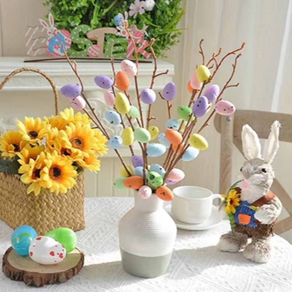 35CM Length Easter Egg Branch Fake Bouquets Egg Design Fake Plant Bouquet Artificial Branch Shape Vase Ornament Home Decor