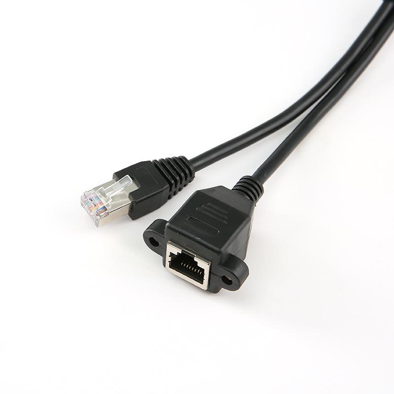 Удлинительный кабель Ethernet RJ45 30 см, папа-мама, с отверстиями для винтов для надежной установки