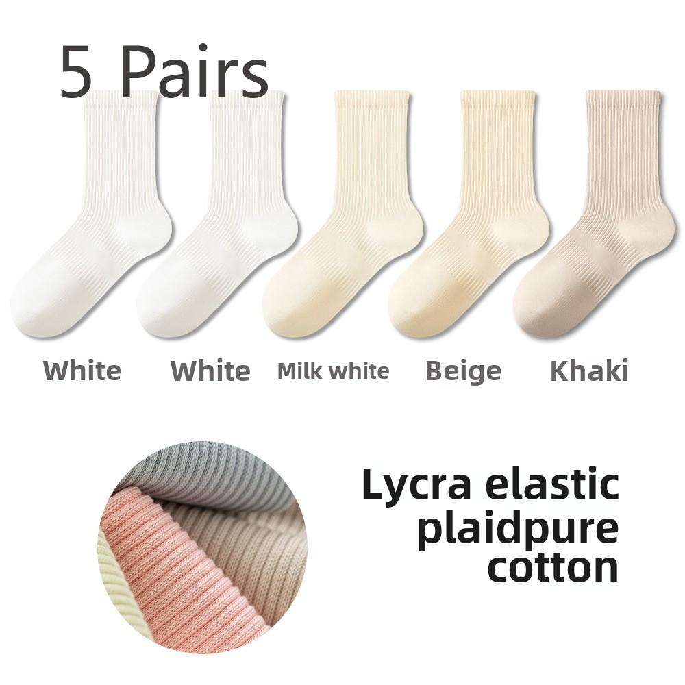 5 пар женских спортивных носков длиной до середины икры на весну и лето без косточек, антибактериальных, с защитой от запаха, впитывающих пот и дышащих
