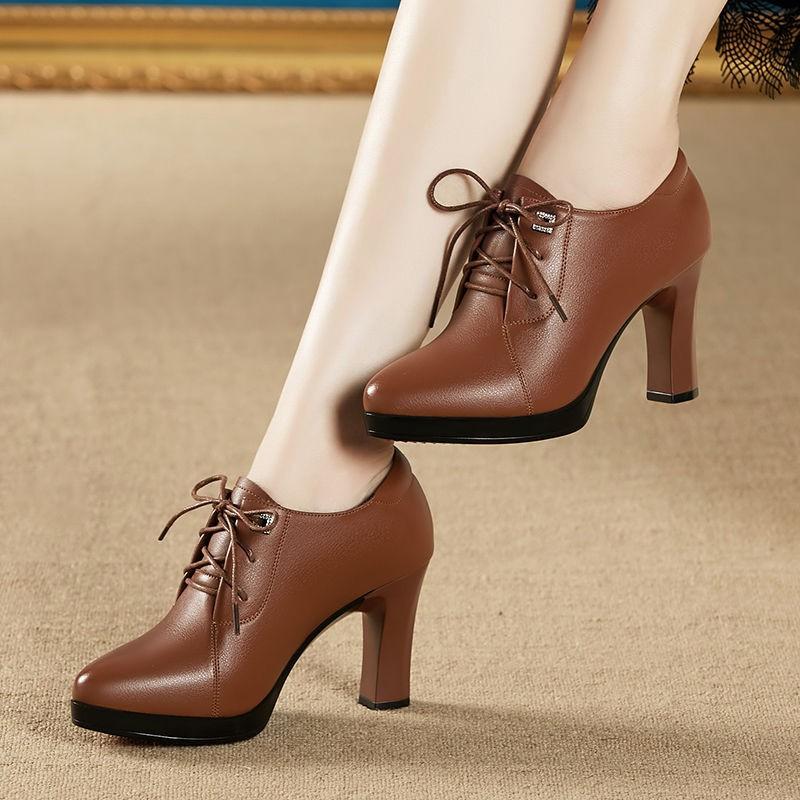 Fashion 2025 Women Fashion High Quality Short Ankle Boots Lady Classic Brown Spring & Autumn High Heel Boots