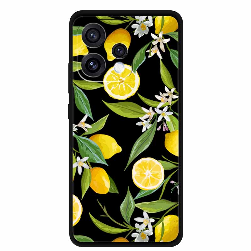 Чехол для Oppo Reno15 5G Цветочный Черный Силиконовый Мягкий Защитный Задний Чехол для Oppo Reno 15C 2025 Чехол для Телефона Coque Мультяшные Ракушки