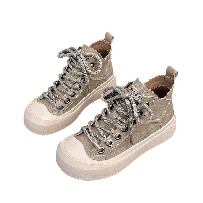 Уродливо-милые туфли на высокой платформе с большой головой, женские 2025 осень, новые, ретро, на мягкой подошве, женские, универсальные, спортивные и для отдыха, из мягкой кожи, кеды