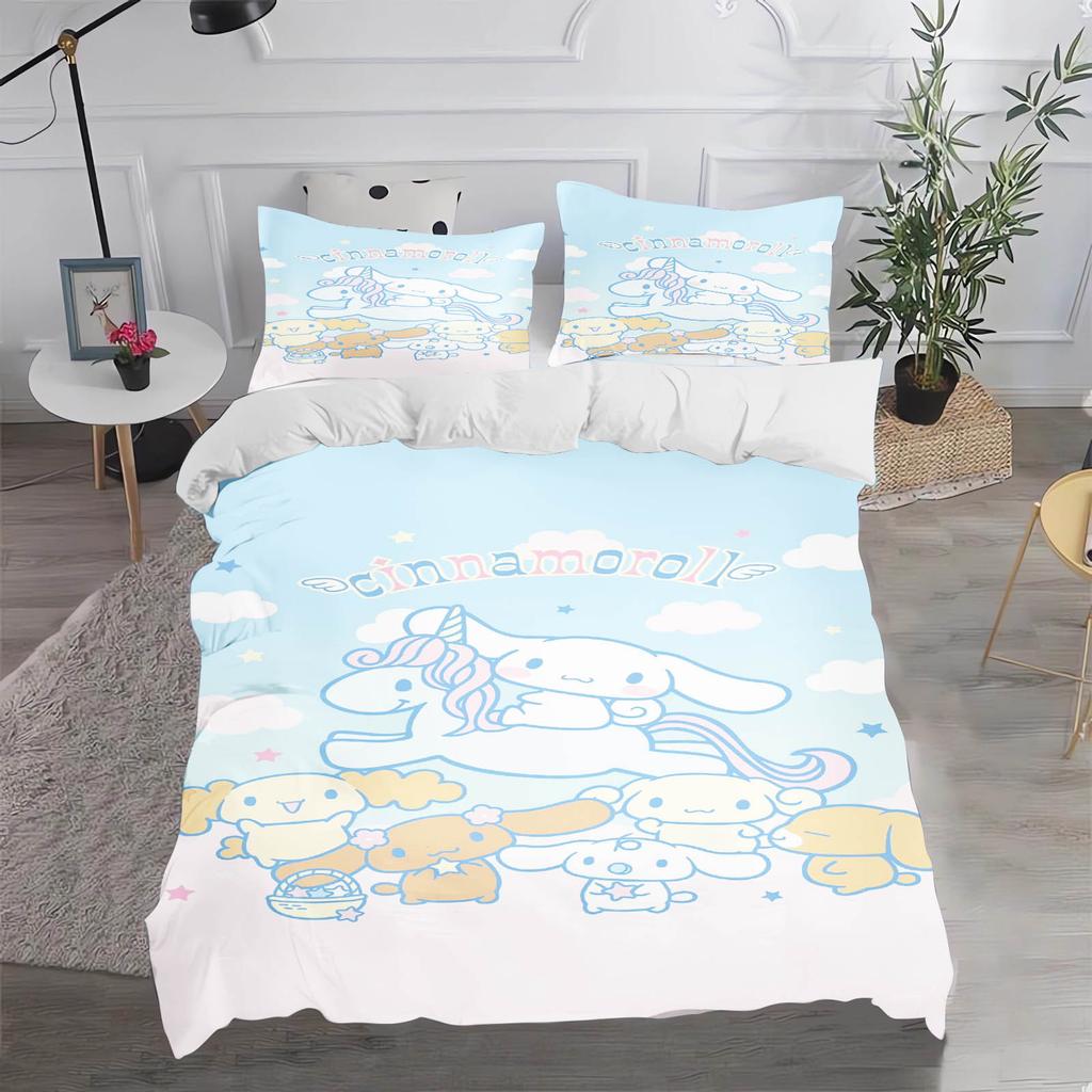 Cinnamoroll MINISO Sanrio Спальня Детский Комплект Постельного Белья Пододеяльник Комфорт Queen С Наволочкой Рождественские Подарки Дом