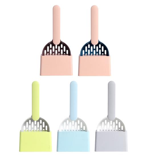 Cat Litter Shovel with Holder Cat Poop Scoop Sifting Shovel with Base Easy Clean Pet Waste Scooper for All Breeds