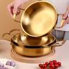 Нержавеющая сталь миска для рамена с двойной ручкой, тарелки для морепродуктов, корейские миски для лапши, ресторан, кемпинг, золотая кастрюля