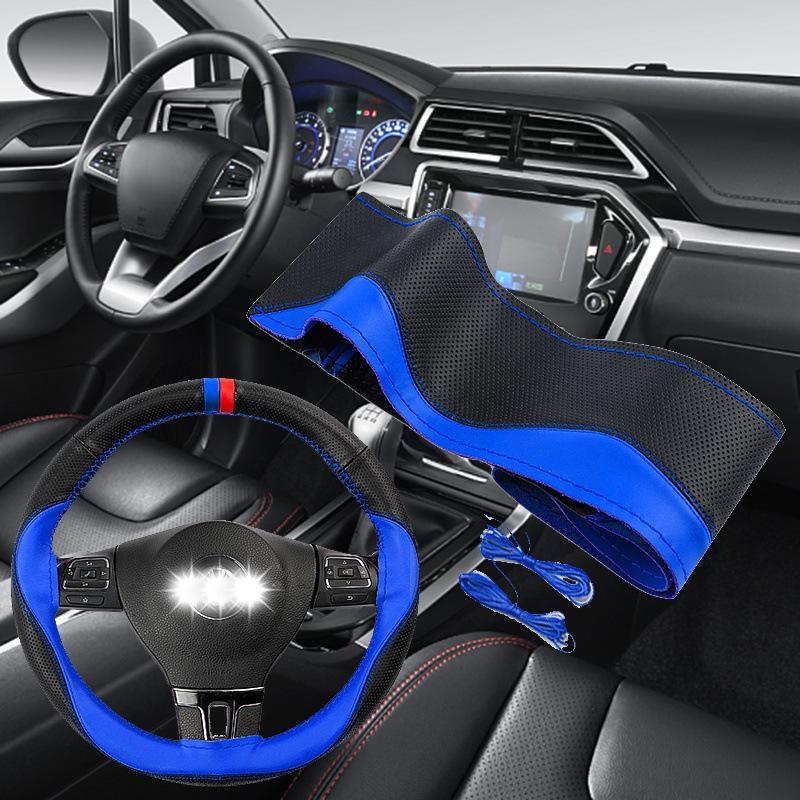 Чехол на руль из натуральной кожи, ручной работы, нескользящий, верхний слой из коровьей кожи, впитывающий пот, универсальный для всех сезонов.