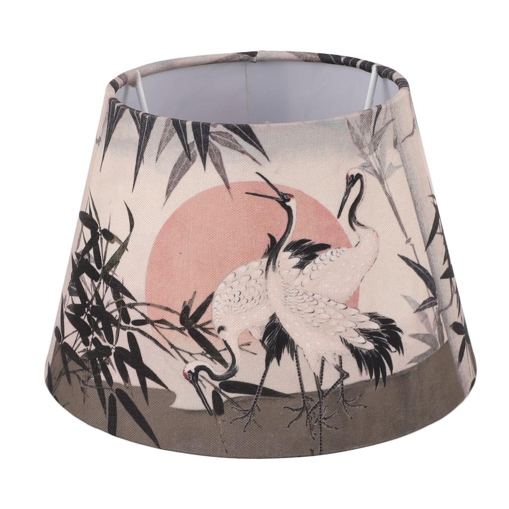Chinese Style Lamp Shade Cloth E27 E14 Red Crowned Crane Decorative Drum Lamp Shade for Table Floor