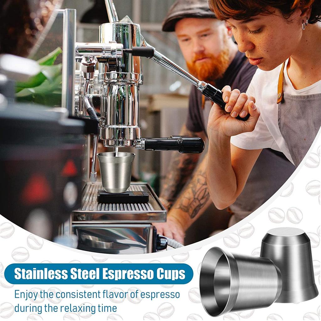 Чашки для эспрессо Leeseph из нержавеющей стали, кружка для кофе с двойной стенкой, чашка для питья Demitasse для дома, офиса, дома, на открытом воздухе