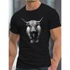 Европейские размеры Мужская футболка с принтом портрета шотландской коровы Хайленд - Легкая дышащая летняя футболка с графическим изображением шотландской коровы