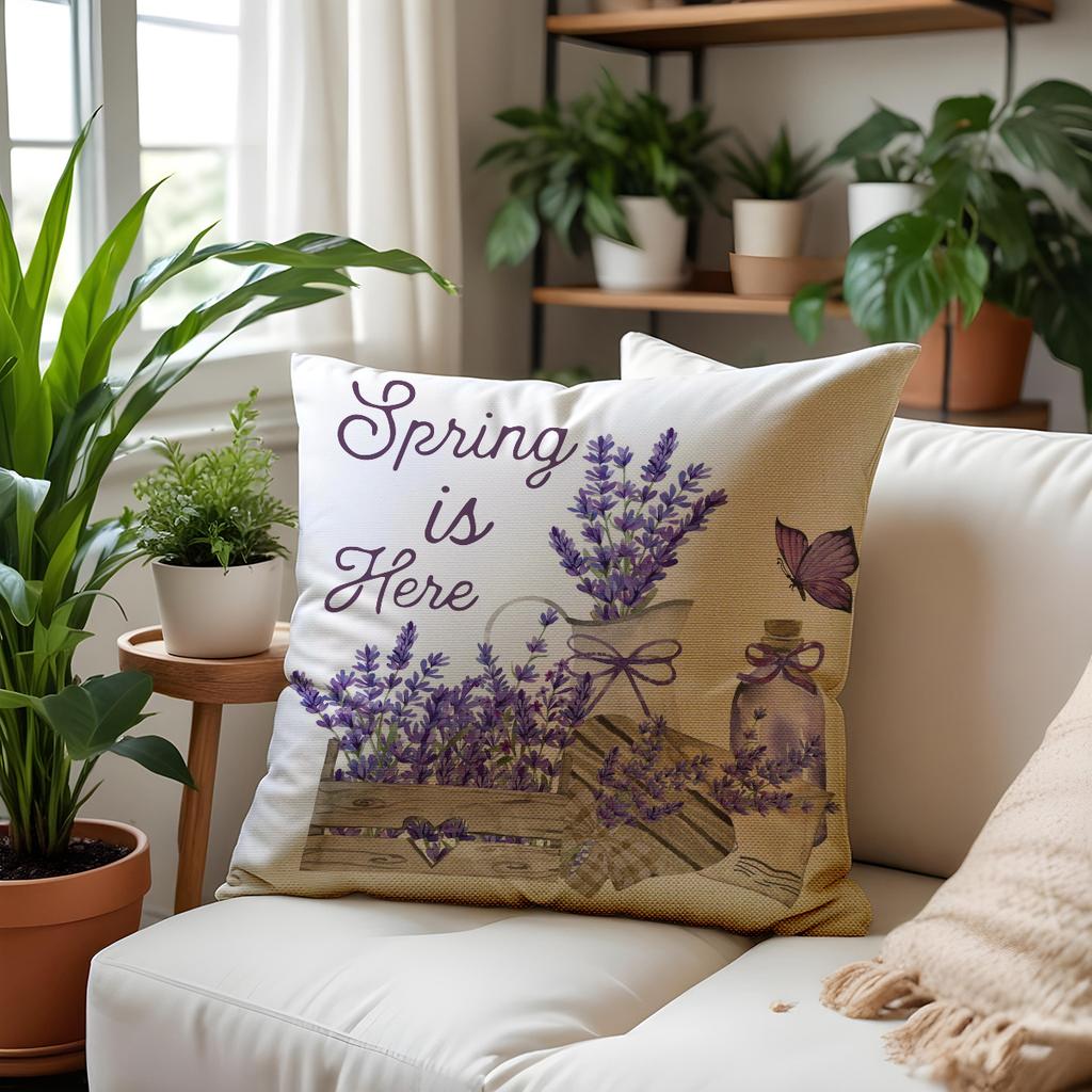 Новая Весна Лавандовая Наволочка Комбинация Лен Принт Цветочная Наволочка Дом Диван