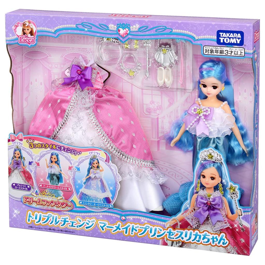 TAKARA TOMY Кукольная Мечта Фэнтези Тройное Изменение Русалочка Принцесса Одевание Игрушка Домик Возраста Ликка-чан Ликка-чан 3+