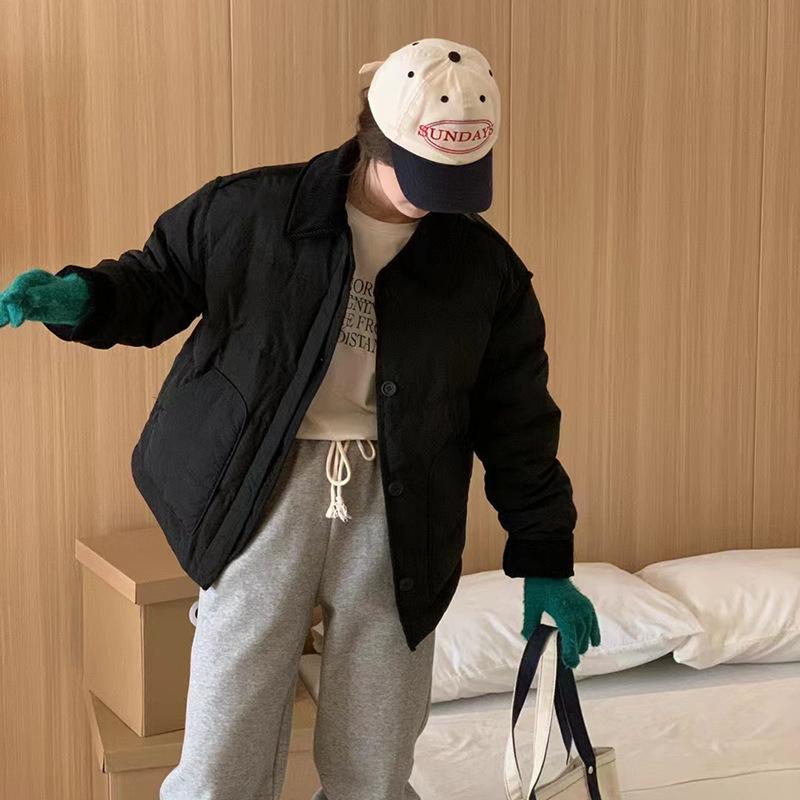 Вельветовый пуховик для женщин 2024 года, зимняя новая милая мода, контрастный цвет, теплая куртка небольшого размера