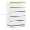 Chest of 5 Drawers Minimal in Wood, 80x40x109 cm, White and Oak Color