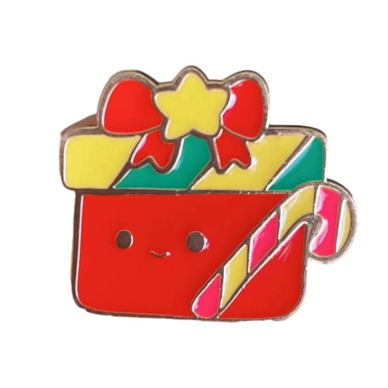 Christmas Cartoon Enamel Brooch, Santa Claus Snowman Reindeer Stocking Gift Box Badge Pin, Clothes Bag Decoration Accessories, Holiday Party Gift