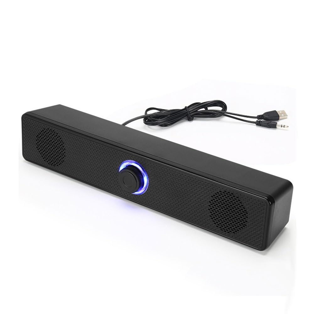 USB PC Wired Gaming LED for Laptop Speakers, TV, Monitor, Speakers, Lights, Knob, PC, Computer, (Black)