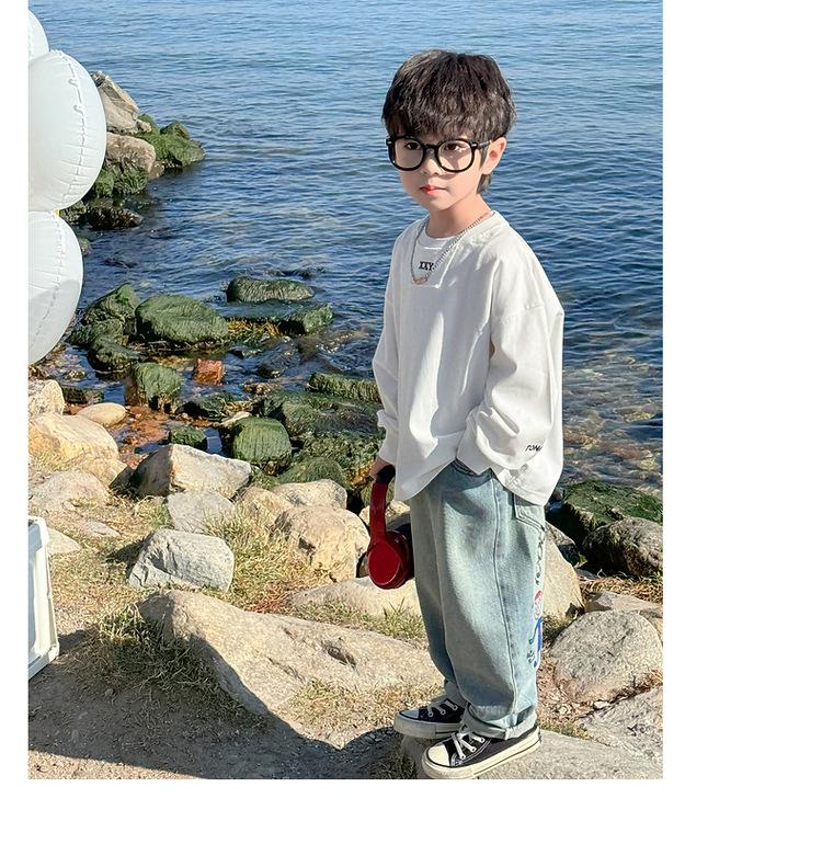 2025 Spring & Autumn Boys' Long-Sleeve Cotton T-Shirt