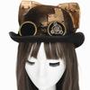 2023 New Halloween Universal Vintage Heavy Metal Hat Dinner Hat Steampunk Top Hat for Men Hat Belt Men's Cowboy Hat Rivet Cap Goggles Cowl Rivet Cap