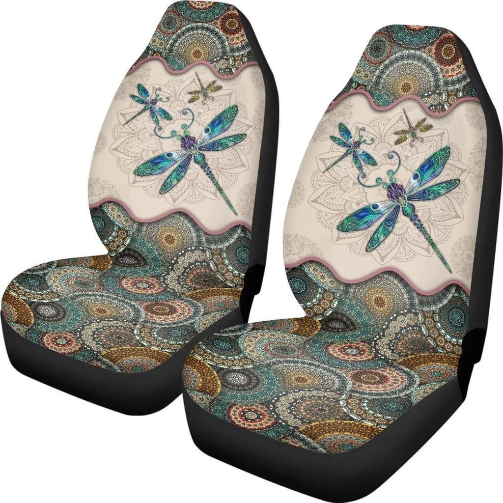 Talayituse Boho Dragonfly Print Car Seat Covers Set of 2, Breathable Front Bucket Seats Protector Auto Interior Accessories Decor Universal for Truck