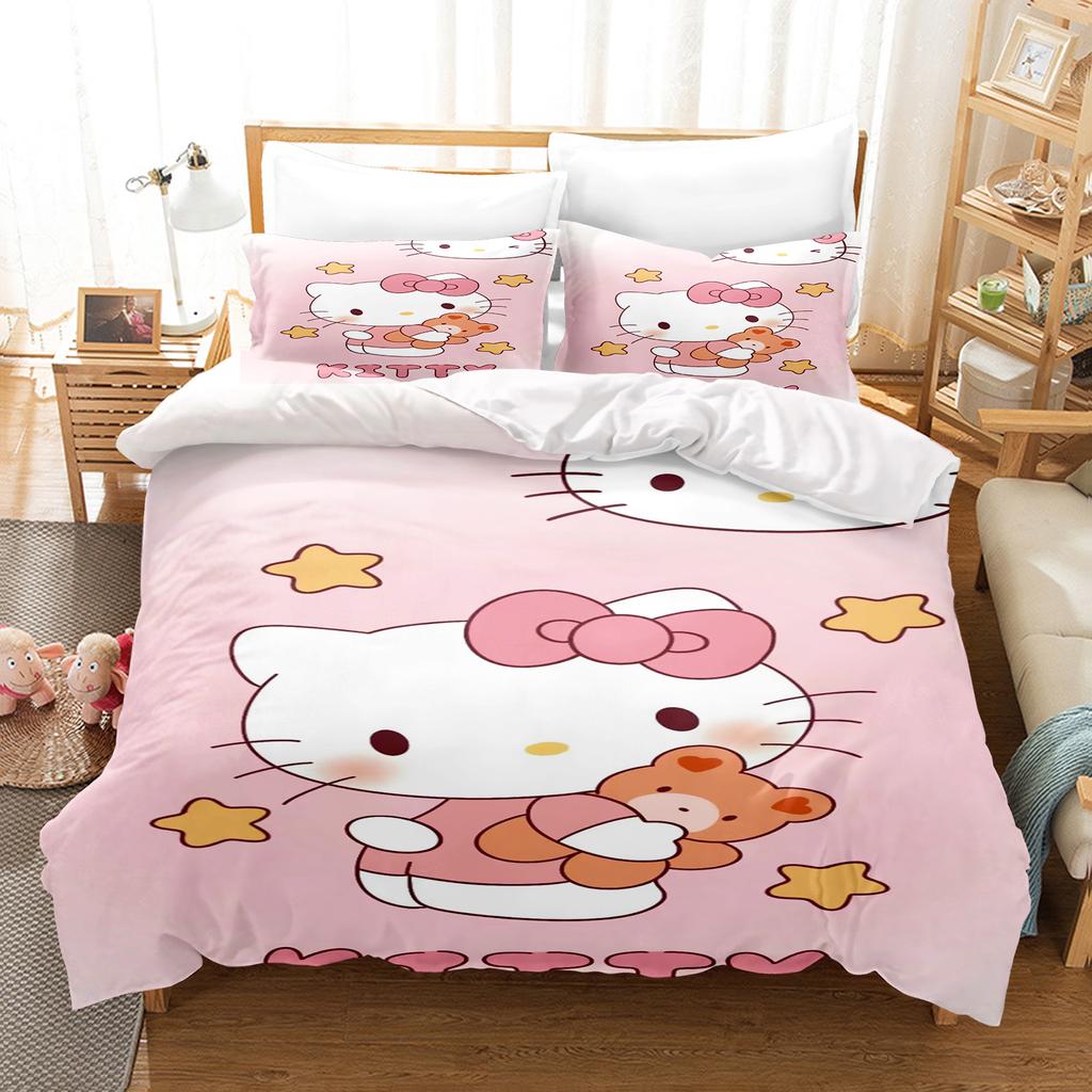Hello Kitty Спальня Детский Комплект Постельного Белья Пододеяльник Комфорт Королева С Наволочкой Рождественские Подарки Дом