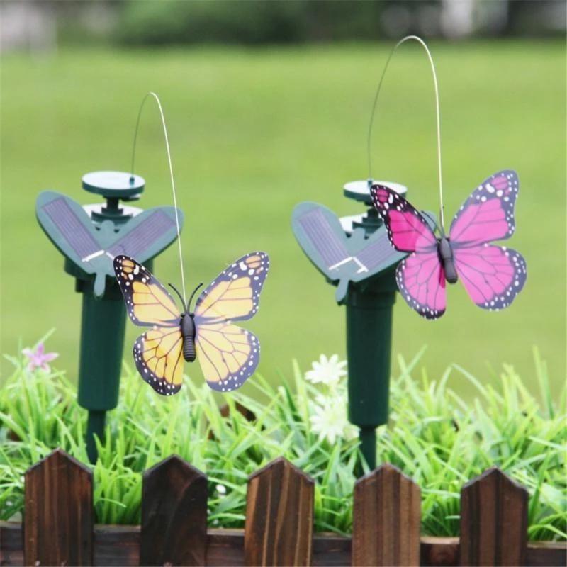 Garden Decoration Solar Powered Dancing Fluttering Butterflies Flying Humming Bird Garden Yard Outdoor Home Decoration Farmland