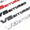 3D ABS Chrome Black Logo V8 BITURBO Emblem Car Fender Badge For C63 G63 E63 S63 Accessories