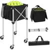 AKOZLIN Tennis Ball Basket with Casters, Holds 180 Balls, Tennis Ball Cart, Tennis Ball Basket, Tennis Ball Collector, Ball Collector, Ball Bag, Ball