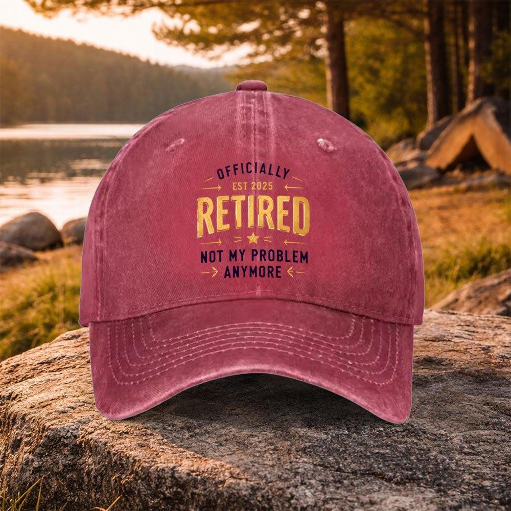 RetireUnisextThemed Washed Baseball Cap Unisex Duckbill Cap for Golf Casual Wear