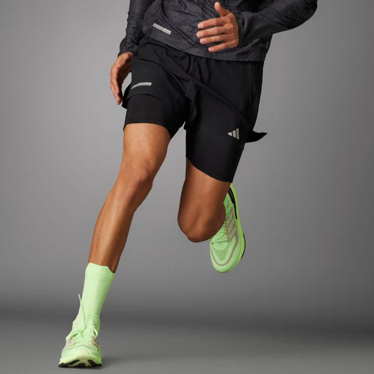 Adidas Ultimate 2-In-1 Shorts With Reflective Logo And Elastic Waist Men Bottoms Black IL7186