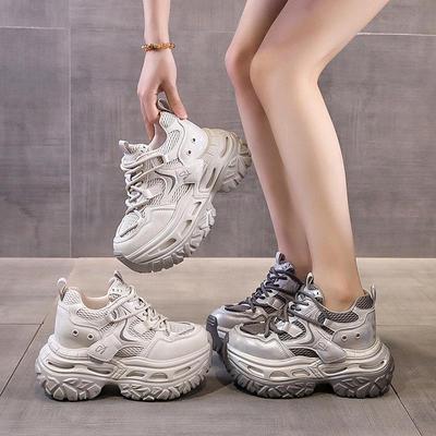 Женские кроссовки на толстой подошве и высоком каблуке в стиле «папины кроссовки» 2024 года: Трендовые, увеличивающие рост на 8 см осенние кэжуал