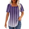 Футболки для женщин, плиссированные, с квадратным вырезом, нарядные, повседневные, блузки с принтом, с коротким рукавом, летние топы свободного кроя