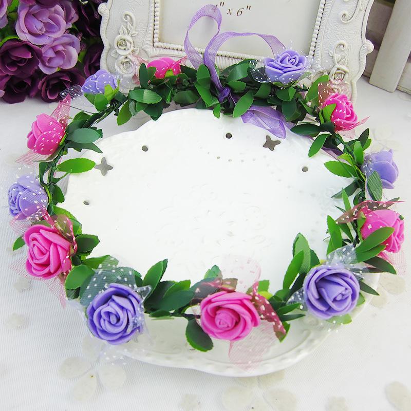 Розы Цветы Корона Головная Повязка Венок Девушки Головная Повязка Цветы Для Вечеринки Свадьбы Свадебный Декор Повязка На Голову Головной Убор Выпускной Головной Убор