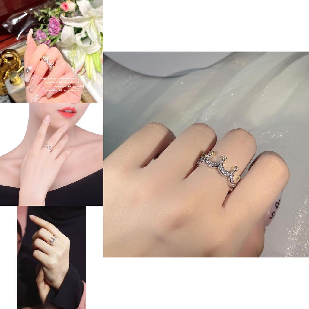 Элегантное женское кольцо с дизайном короны из прочной латуни и нержавеющей стали серебристого цвета, идеально подходящее для особых случаев и в качестве подарка