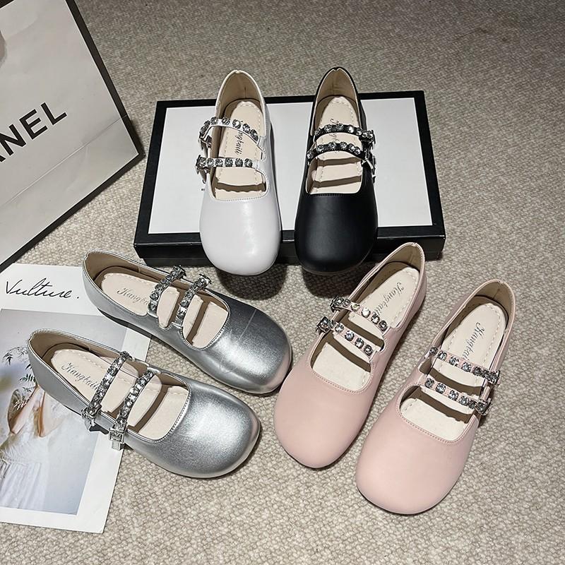 Women Sliver Flats Mary Janes Shoes Female2024 Autumn New Fashion RoundToe Shallow Ladies Casual Mary Jane Flat Heel Dress Shoes