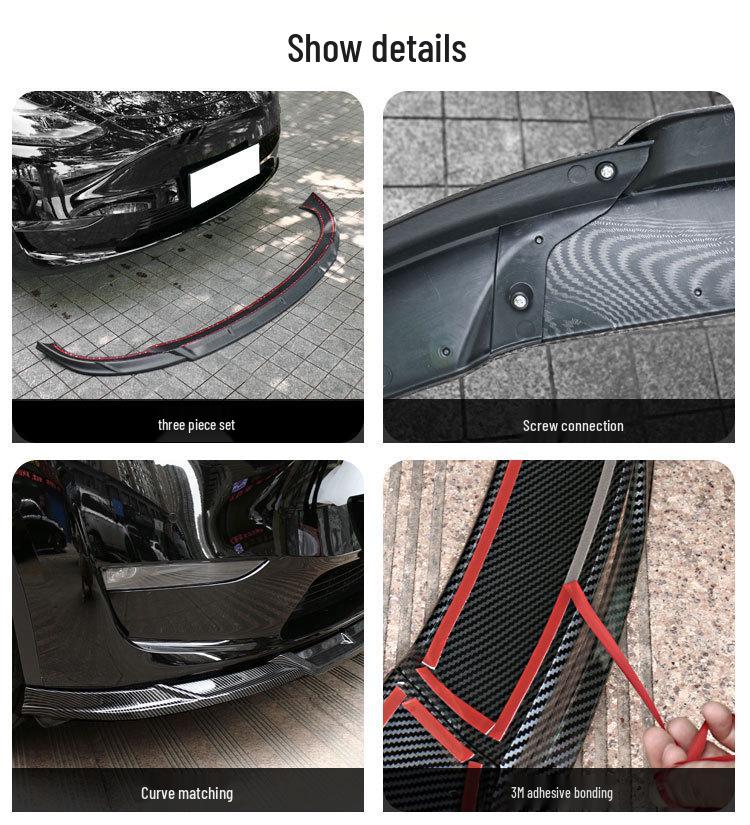 Carbon Fiber Body Kit for Tesla Model Y: Front Lip, Side Skirts, Rear Spoiler.