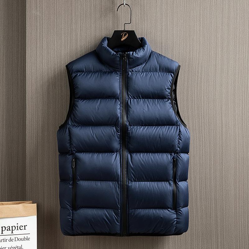 Down Cotton Vest Men's Autumn and Winter Slim and Warm Sleeveless Vest Vest Vest Plus Size Fat Man's Jacket