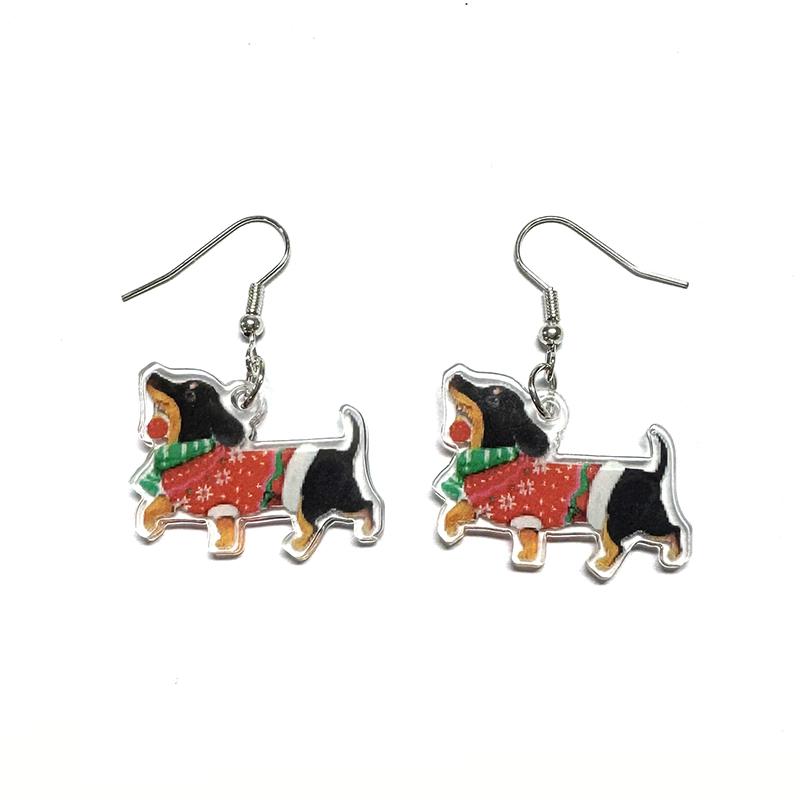 CAOSHI Cute Dachshund Designed Pendant Earrings for Women Fashion Acrylic Christmas Jewelry Gifts Cartoon Animal Accessories