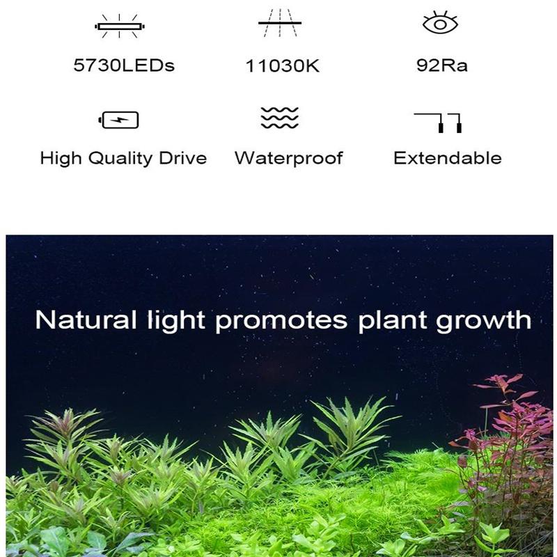 Супертонкий светодиодный светильник для аквариума, светильник для водных растений, 18-75 см, расширяемый водонепроницаемый зажим на лампе для аквариума