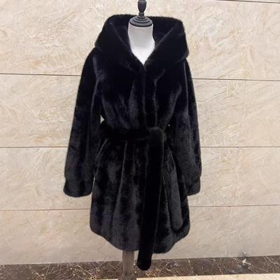 Новая зимняя шуба из искусственного меха норки 2025 года для женщин, цельная шуба из искусственного меха норки с капюшоном