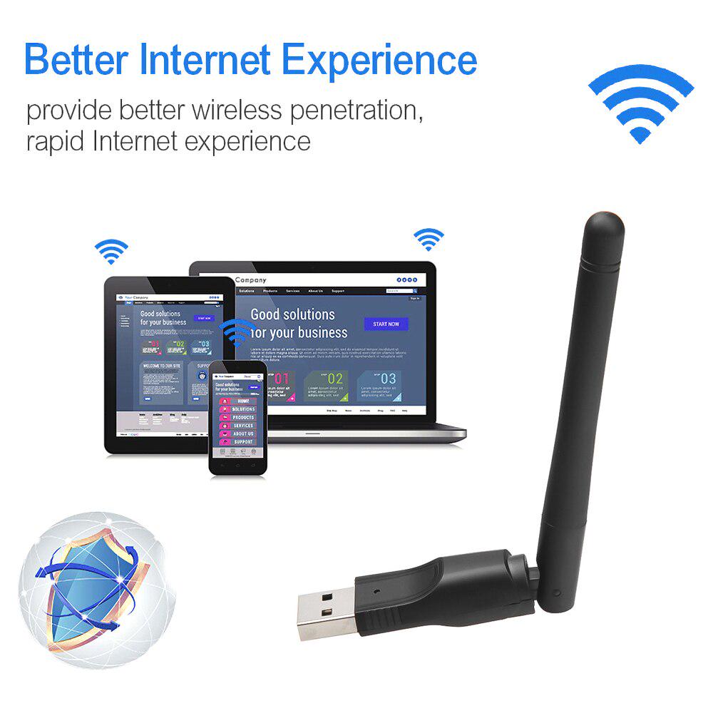 Wi-Fi USB-адаптер MT7601 150 Мбит / с USB 2.0 WiFi Беспроводная сетевая карта 802.11 B / g / n Сетевой адаптер с поворотной антенной