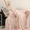 Simple Pink Solid Color Throw Blanket Luxury Warm Cozy Velvet Blanket for Home Sofa Bed All Seasons Travel Camping Blanket