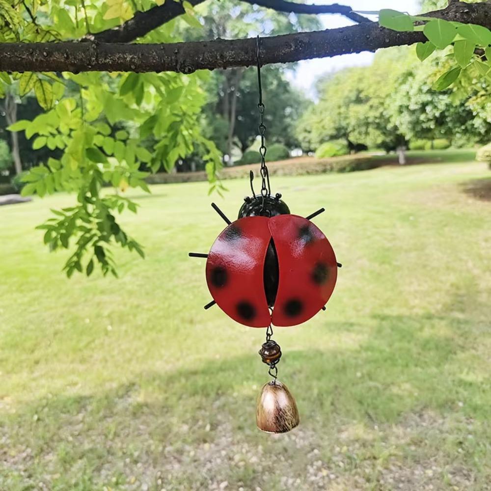 Practical Handmade 3D Hanging Wind Chimes Painted Unique Ladybug Hanging Bell Animal Wind Chimes Pendant Yard