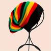 Women's Stretchy Beanie Hat Breathable Rainbow Stripes, Elastic Snug Fit for Street Dance Hip-Hop & Daily Casual Wear
