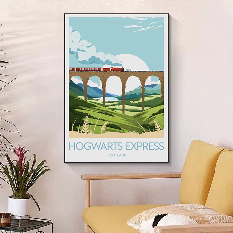 Фильм «Замок Хогварт», постеры и принты, замок, озеро, солнце, холст, картина, абстрактные картины для детской комнаты, украшение дома, настенное искусство