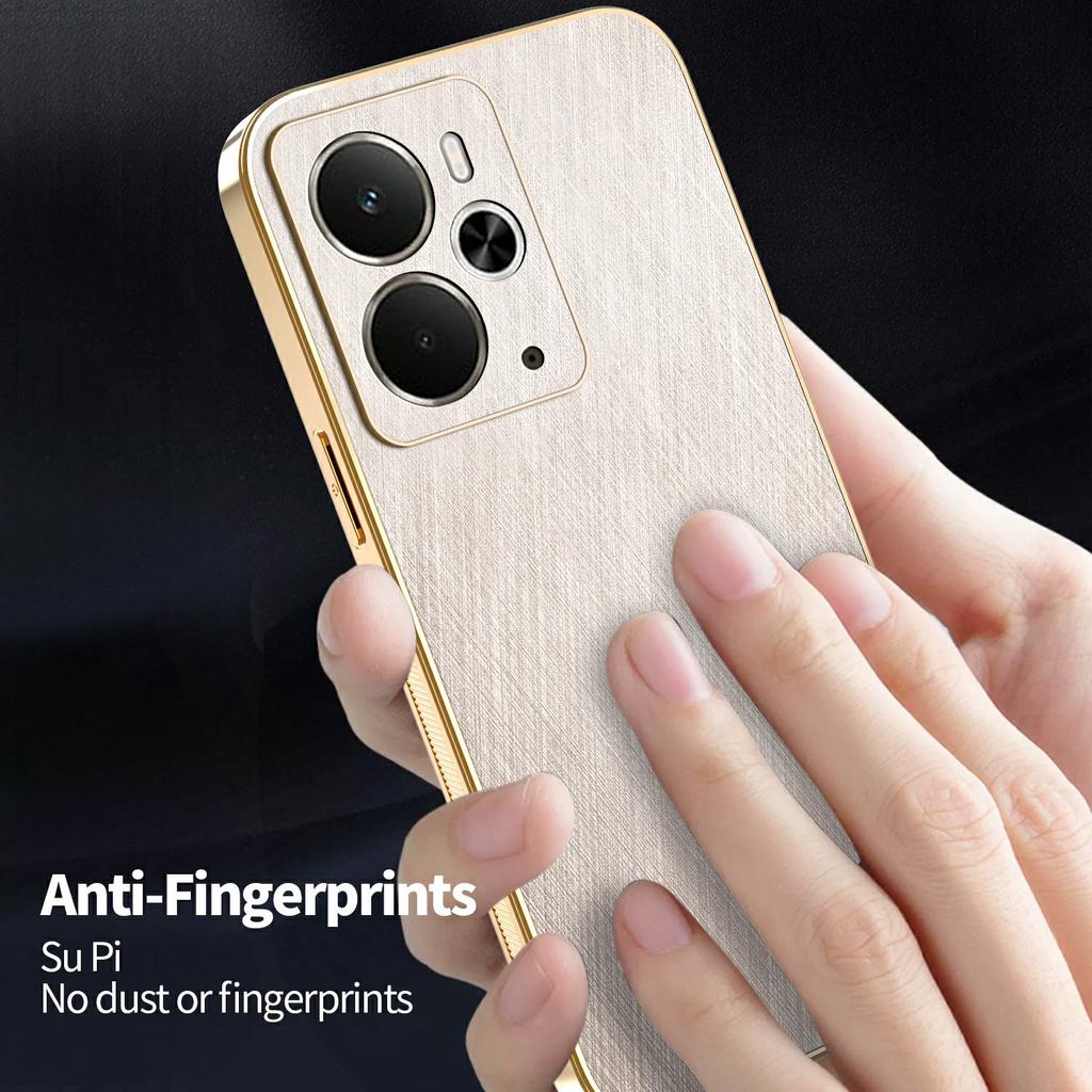 KADEM For Realme 14 5G Case Electroplating Silk Texture PU + TPU Phone Back Cover