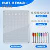 Acrylic Fridge Calendar Clear Monthly Planner White Board for Refrigerator Dry Erase Board Calendar with 8 Markers for Businees Meetings Grocery List