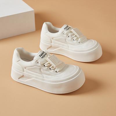 Весна и осень новые женские туфли на толстой подошве с низким верхом корейская версия трендовые маленькие белые туфли повседневная модная обувь для хлеба